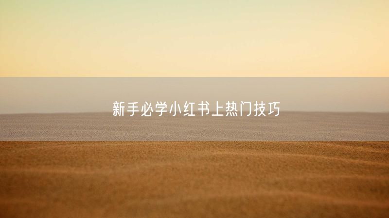 新手必学小红书上热门技巧